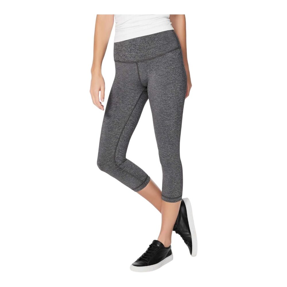 LULULEMON WUNDER UNDER CROP HI-RISE LUXTREME 21" HEATHERED BLACK SIZE 10